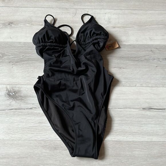 Victoria's Secret PINK Triangle Wrap One-Piece Swimsuit Black M NWT - Picture 8 of 11